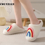 Rainbow Warm Fluffy Slippers Soft Cozy House Slippers Bedroom Slippers for Women