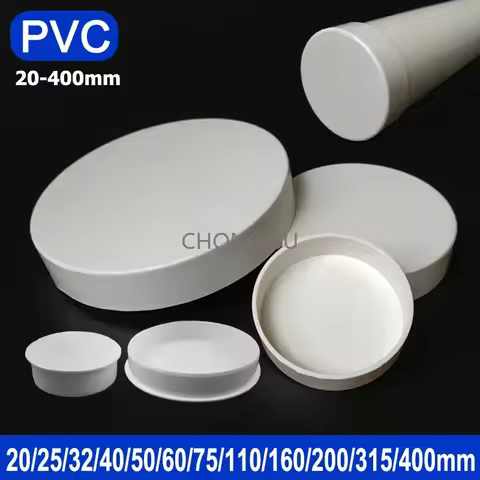 1-10pcs 20/25/32/40/50/60/75/89/110/140/160/165/200/250/315/400mm PVC Pipe Plug Cap Tube Cover White