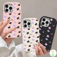 For iPhone 7 8 X 11 12 13 14 15 Cute Sparkling Black Kitten Metal Photo Frame Plump Unisex Phone Cas