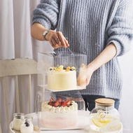 SHIOK 4/6/8 inch Portable Transparent Cake Box With White Base For Cake/Pastry/Gift Kotak Gubahan Kek BX1698 IRAu