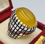 Yemeni Aqeeq Yamni Aqiq Akik Yaman Agate Yamani Hakik Ring Yellow Stone Rings