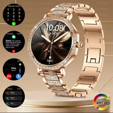2025 New Ultra-Thin Smart Watch Women AMOLED 466*466 HD Display Bluetooth Calling Always-On Display 
