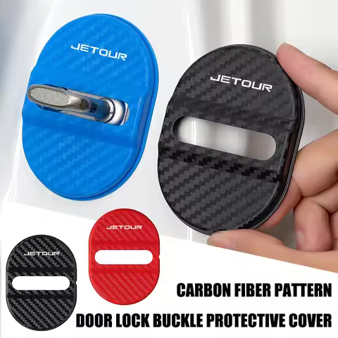 4PCS Carbon Fibre Car Logo Door Lock Cover Sticker Badge Accessories For Jetour X70 PLUS‌ FL‌ Shanha