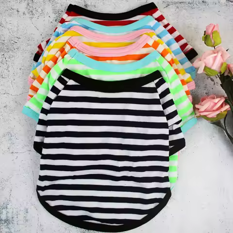 Stripe Spring Dog T-shirt Soft Small Medium Dog Puppy Clothing Shirt Vest Printed Pet Dog Puppy Vest