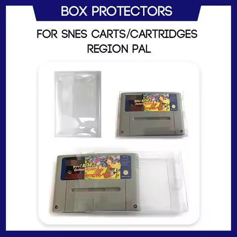 Box Protector For SNES For Super Nintendo Cart Cartridge Region PAL Game Custom Made Clear Plastic C