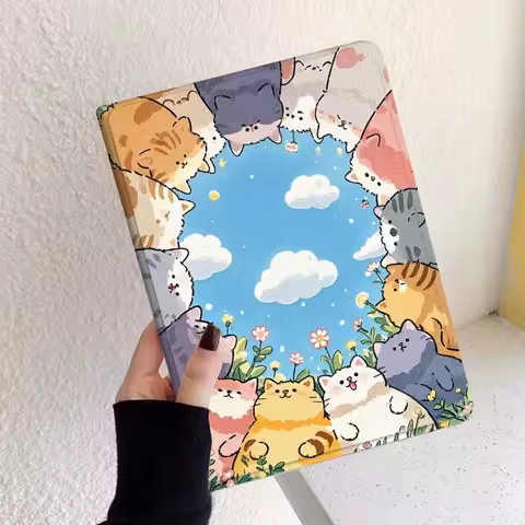 Cartoon Cute Cat Art For Xiaoxin Lenovo Pad Tab K10 K11 M10 P12 P11 Pro GT Gen2 Plus Legion Y700 Y90