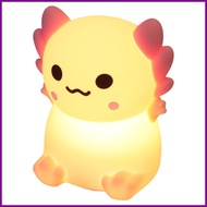 Cute Nightlight Rechargeable Baby Lamp Silicone Axolotl Bedside Lamp for Bedroom Living Room Nursery