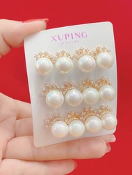 Bông Tai Xuping Nữ Ngọc Trai Kiểu Vàng 18k Đẹp Đính Đá Moissanite - Lokalo - Mang Y Vàng Thậ.t - Dễ 