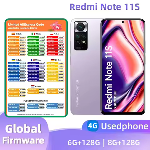 Redmi Note 11S 4g Android RAM 6GB ROM 128GB Unlocked 6.6 inches Screen MediaTek Dimensity 810 Origin