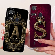 ITEL A49Play A631L Case ITEL A49 Play Cover Silicone Luxury Crown A-Z Letters 2D Flat Pattern Soft P