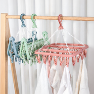 32 Clips Foldable Laundry Hanger Windproof Clothes Drying Rack for Socks and Clothes