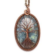 Kyanite Pendant Handmade Copper Tree Of Life Necklace Protection Amulet Necklace