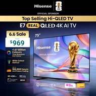 Hisense REAL Hi-QLED 4K AI TV E7Q 75 inch | Quantum Dot | AI Eye Care | Dolby Vision & Atmos