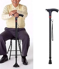 Walkers for seniors Smart Cane, With LED Auxiliary Light Hazard Alarm and Radio Crutches, Safe and Secure Spring Button Design Bearing Capacity 150KG-Suitable for The Elderly rollator walker