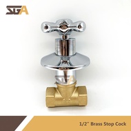BLITON 1/2" or 3/4" Full Turn 100% Copper Brass B118 FLANGE STOPCOCK / CONCEALED STOPCOCK /SHOWER STOPCOCK