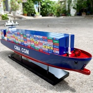 APEC cargo container ship model, size 30cm, natural wood, marine cargo ship