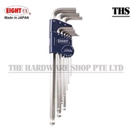 EIGHT Taper-Head Ball-point Allen Key Wrenches Long Chrome Sets