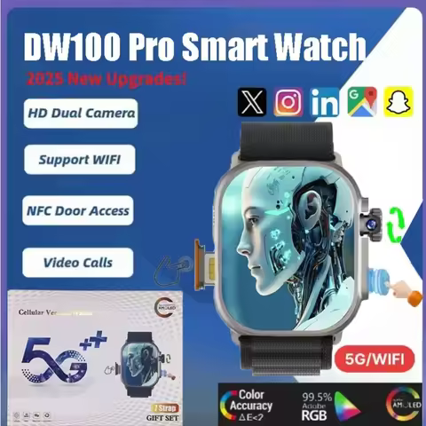 New 4G/5G Android SmartWatch DW100 PRO 2.29 inch AMOLED screen WiFi GPS Download Apps Play Store SIM