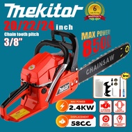 Mekitor chainsaw petrol 58cc heavy duty gasoline mesin tebang pokok 2 Stroke 20 / 22 / 24 inch mesin