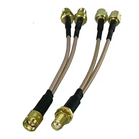 RG316 SMA to 2x SMA Male Plug & Female Jack Y Type Splitter Connector Crimp Wire Terminal RF Jumper 