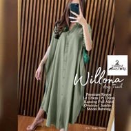 [✅Best Quality] Willona Midi Dress Dres Pakaian Baju Gamis Batwing