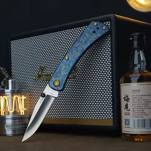 BUCK 110 Pocket Knife Hunter Slim Pro TRX VG-10 Steel Titanium Handle Outdoor Folding Blade Tactical