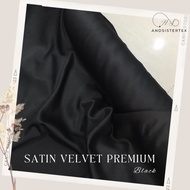 1 roll bahan kain satin velvet premium warna hitam - navy