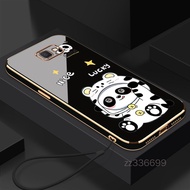 Casing Samsung J6 plus J6 prime J5 prime J7 prime Samsung J7 pro J730 Phone Case cute panda Silicone pretty Phone Case Send Lanyard