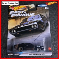 Hot Wheels Plymouth GTX 1971 Fast & Furious 2020 Full Force Hotwheeld Premium Car Culture Dom Torett