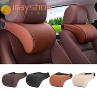 MAYSHOW Filling Neck Rest, Solid Color Support Solution Car Neck Pillow, Soft Memory Foam PU Leather Car Mounted Headrests Kids