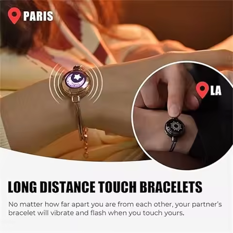 TOTWOO Long Distance Touch Bracelets for Couples ,Light up&Vibration Relationship Gifts for Lovers S