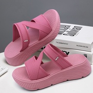 FENTINA Sandal Wanita Korea Sepatu Sandal Wanita Korea Jelly Wedge Platform Tebal Empuk Tali Belakan