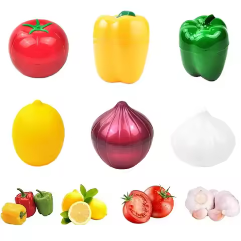 Food Storage Container Onion Green Pepper Garlic Shaped Lemon Fruits Fresh Box Plastic Vegetable Fre