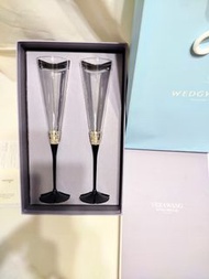 全新 久放 未用過 Vera Wang 冠名  WEDGWOOD 婚禮系列水晶杯 “真愛相隨黑色香檳對杯” 含盒、袋、保卡