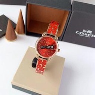 Chris 精品代購 COACH 寇馳 經典品牌LOGO 紅色手鐲手錶 原裝正品 美國代購