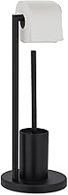 Relaxdays Standing Toilet Roll Holder Toilet Brush with Brush Holder H x D 53 x 20.5 cm Black