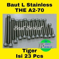 set baut L stainless blok mesin tiger baut mesin tiger set 23 pcs baut mesin set tiger L stainless b