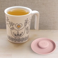 北歐和平鳥親親馬克杯+矽膠杯蓋 -P+L杯組(台灣製可微波烤箱)