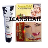 Arena Gold Acne Whitening Face wash Milk Extract / Facial Cleanser + Arena Beauty Cream + Arena Soap