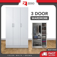 ZESSO 3 DOORS WARDROBE WITH SHELF / almari baju / kabinet baju / almari baju budak /wardrobe clothes