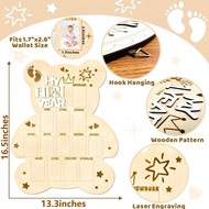 Wooden First Year Photo Board for Newborns, 12 Months Display, Reusable