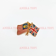 Friendship Flag Pin Inggis Malaysia Cross Flag Union Jack Malaysia Cross Flag Pin - Various Hats