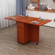 全城熱賣 - 家用折疊餐桌（雙抽款120*60*78柚木色小圓角移動折疊）#H019062027