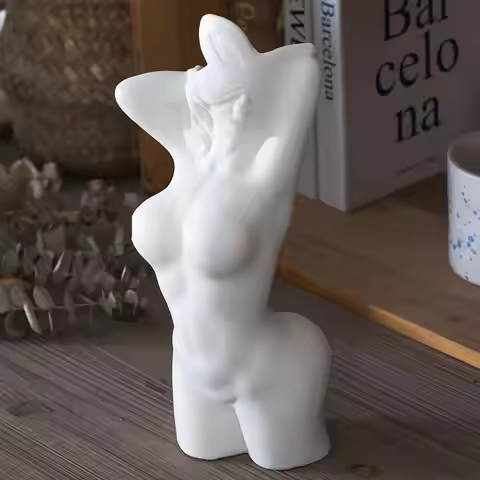 Pure White Display Female Body Vase Art Modeling Tabletop Vase Flower Arrangement Living Room Decora