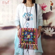 LILY Message Bag, Fashion Vintage Women Shoulder Bag,  Tassels Hmong Tribal Ethnic Thai Indian Boho 
