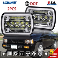 Off Road Car LED Headlights 7x6" 5X7" Rectangle 6000K White High Low Beams DRL Light Car Jeep Headla