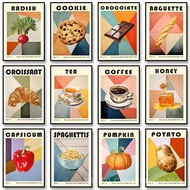HHH7 Kitchen Food Canvas Paintings Coffee Tea Watermelon Oranges Posters and Prints Wall Art Picture