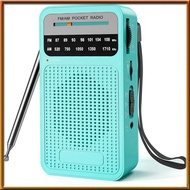 [chasoedivine.] AM FM Pocket Radio Portable Radio Transistor Radio with Loudspeaker Green
