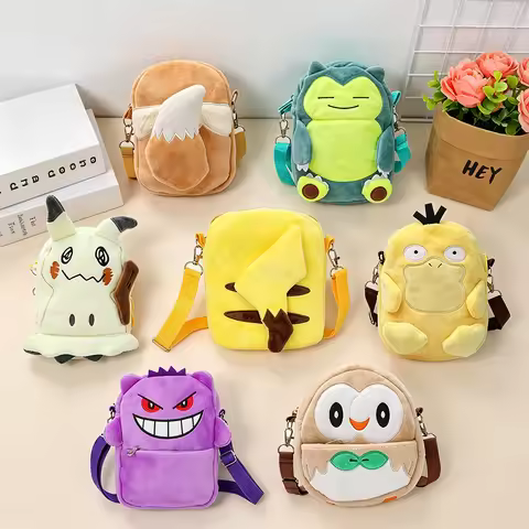 Mimikyu Gengar Plush Shoulder Bags 1pc Pokemon Pikachu Lucario Snorlax Psyduck Rowlet Toys Anime Pel