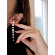 gradient sized 3-8mm Akoya pearl drop earrings, detachable earrings, Japanese seawater pearls